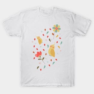 Cute canary bird and flowers T-Shirt